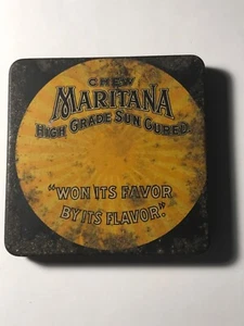 Vintage Maritana Chewing Tobacco Tin Tax Stamp Inside - Picture 1 of 9