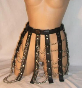 MicheleX MXL237 Real Leather Chain Skirt Rear Buckle S/M - Picture 1 of 1