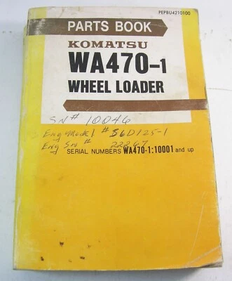 Libro manual de piezas de cargador de ruedas Komatsu WA470-1 S/N 10001 arriba Foto 1 de 3