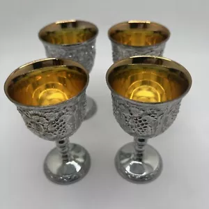 Set 4 calici vintage Enesco design argento goffrato - Foto 1 di 6