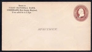 U.S. #U277 Entire SPECIMEN First National Bank Cumberland Maryland - Picture 1 of 2
