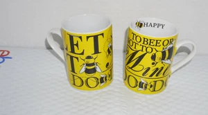 Taza de café/té 2 To Bee Or Not To Happy Bumble Bee amarilla BUZZ Dept 56 - Imagen 1 de 7