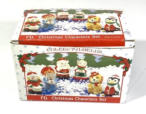 F.D Christmas Character Collect-a-Bells Set Of 6 Porcelain Bisque Vintage Bells - Picture 1 of 7