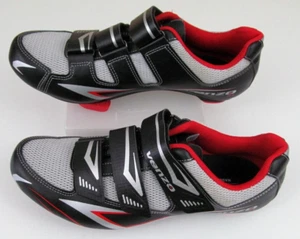 Venzo MX Cycling Shoes Men Size 8.5 Women size 10 Black Silver Red /Adj Cleats - Picture 1 of 7