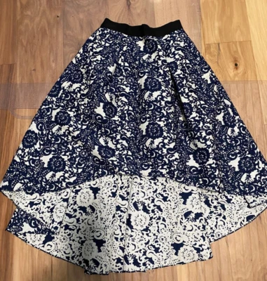 Falda Sachin & Babi Anthro Vespertine Azul Marino/Blanco Jaquard Alta Baja con Bolsillos Talla 0 Foto 1 de 4