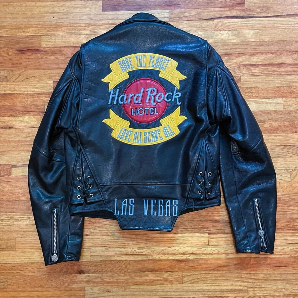 Men’s Vintage Hard Rock leather biker jacket size Small  - Image 1 of 4