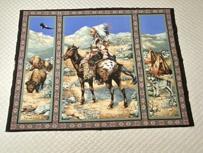 American Indian Buffalo Eagle Fabric Panel 34 x 45" Springs Industries Quilting - Image 1 of 4