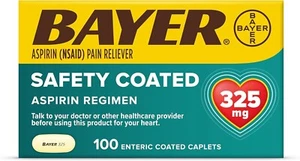 BAYER ASPIRIN 325MG CAPLETS EASY OPEN CAP 100 CT , TABLET - Picture 1 of 1