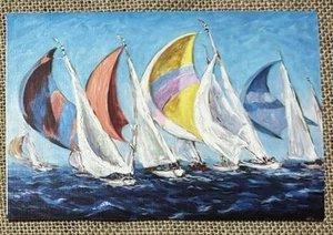 Tarjeta de notas en blanco The Boat Race Fu-Tsai Tung veleros enmarcable costero diario - Imagen 1 de 5