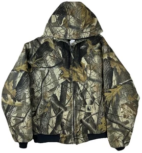 VTG Y2K Berne Gunflint Jacket Mens L Hood Hunting Full Zip Canvas Lined Realtree - Picture 1 of 12
