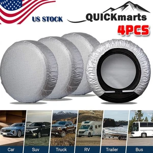 4Packs Waterproof Tire Covers Set Wheel RV Trailer Camper Sun Protector 27"-29" - Picture 1 of 9