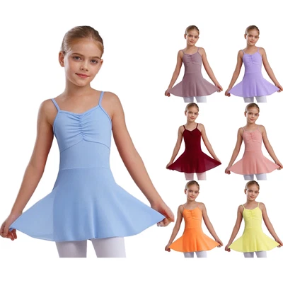 UK Girls Camisole Gym Ballet Leotard Dress Lyrical Modern Dance Dress Ballerina - Image 1 of 3