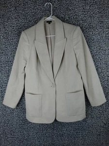 Chaqueta Blazer Express Mujer Beige Talla Grande Un Botón Bolsillo Forrada Ropa de Trabajo - Imagen 1 de 14