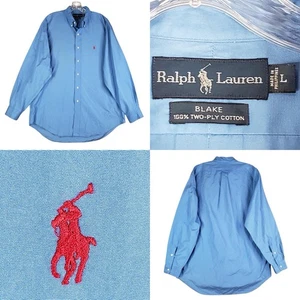 Polo Ralph Lauren Oxford Shirt Mens Size XL Solid Blue LS Button Down Blake - Picture 1 of 11