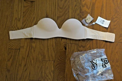 36A VICTORIA'S SECRET ❤️ ROSA ❤️ Sujetador BEIGE PLUNGE SIN TIRANTES SUPER CÓMODO PUSH UP Foto 1 de 4