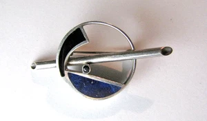 Broche Artesanal Abstracto Vintage Plata Esterlina Arte Prendedor Lapislázuli Ónix Zafiro Azul - Imagen 1 de 3