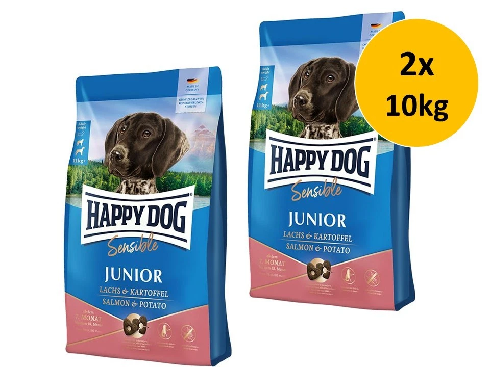 Happy Dog Sensitive Junior Lachs & Kartoffel Trockenfutter - 10kg