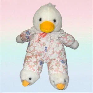 Vtg Chosun Easter Duck Stuffed Plush Animal Toy Duck Slippers Floral 15” - Picture 1 of 6