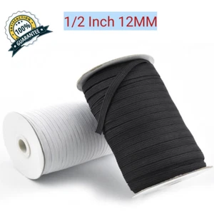 1/2 Inch 12MM WOVEN ELASTIC IN DIFFERENT LENGHTS (Black and White) - Picture 1 of 5