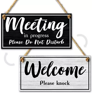 Do Not Disturb Door Hanger Sign, Meeting In Progress Office Door Sign, 10x5 - Picture 1 of 8