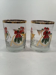 2 Vintage Custom Deco Double Old Fashioned Weihnachten Französisch Horn Schleife Barware - Bild 1 von 10