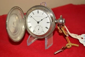 Antique 1873 AMERICAN WALTHAM 11j Coin Silver Hunter 18s POCKET WATCH Key Wind - Picture 1 of 10