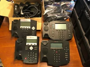 Lot- 10 POLYCOM SOUNDPOINT IP PHONES w/ handsets, 12V power supplies & POE cords - Picture 1 of 6