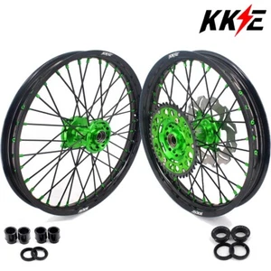 KKE 21/19'' Wheels Rims Fit Kawasaki KX250F KX450F 2006-2018 KX125 KX250 Green - Picture 1 of 13