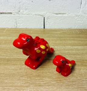 Vintage Lego Duplo Dinosaur Red T-Rex Tyrannosaurus Rex Mom & Baby