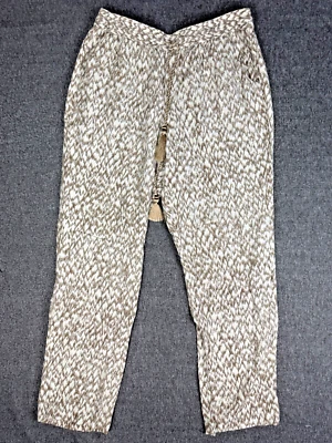 Ruby Rd. Pants Women M Brown White Tassel Drawstring Elastic Pockets Viscose - Image 1 of 4