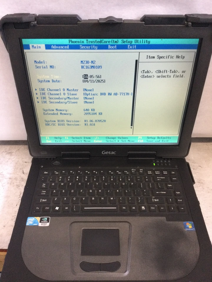 GETAC M230-N2 - BOOTS TO BIOS - INTEL CORE 2 DUO - 2GB RAM - READ DESCRIPTION-BB - Image 1 of 4