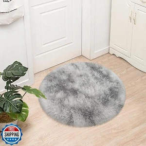 JiaoBaba Batik Grau Rund Teppiche Klein 3x3 Fuß Flauschig Kreis Teppich Fellteppich  - Bild 1 von 5