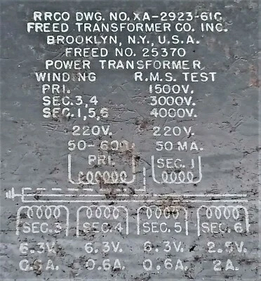 RADIOAFICIONADO TRANSFORMADOR POWER FILAMENTO PRI 220V SEC 220V-50 MA @ 3X 6.3V + 2.5V Foto 1 de 4