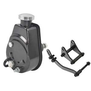 Saginaw Power Steering Pump Keyway Style w/ Mounting Bracket Black for SBC 350 - Picture 1 of 10