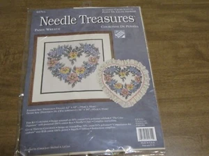 NEEDLE TREASURES CROSS STITCH KIT PANSY WREATH - Picture 1 of 3