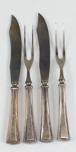 Juego de 4 piezas de cuchillo para tallar y tenedor plateado - Imagen 1 de 5