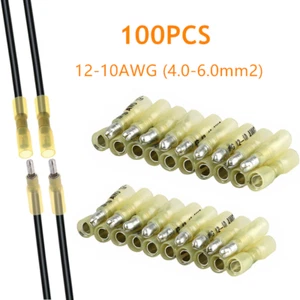 100Pcs Heat Shrink Bullet Wire Connectors Male Female Crimp Terminals 12-10AWG - Picture 1 of 8