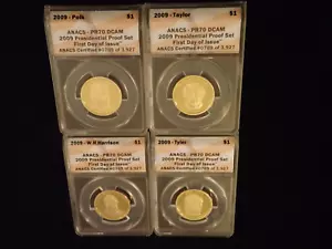 2009 -S Presidents 4 Coin Set Flag Label ANACS PR 70 DCAM - Picture 1 of 2