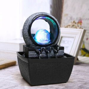 Tabletop Water Fountain Zen Meditation Indoor Waterfall Feature w/ LED Light