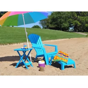Pool Blue Folding Side Table in Durable Patio Furniture Plastic Resin FREE SHIP - Picture 1 of 2