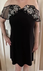 Prelude Cocktail Dress Off the Shoulder Dress Black - Picture 1 of 5