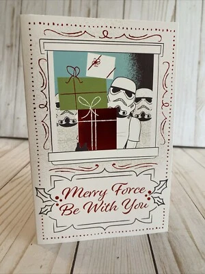 Star Wars Disney Merry Force Be With You Galactically Great Christmas Card New - Image 1 of 4