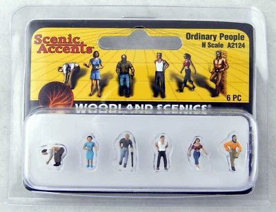 N Scale Ordinary People (6 Pcs) - Woodland Scenics Scenic Accents #A2124 - Image 1 of 2