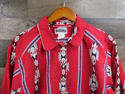 Vintage Panhandle Slim Shirt Womens XL Red Button Up Western Aztec Cowboy Rodeo - Image 1 of 4