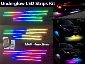Bluetooth +Remote Chasing Flowing Car Truck Underglow LED Strips Lights KIT - Picture 1 of 12