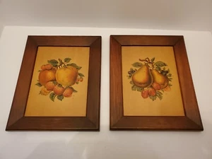 Coppia Cornici Legno Vintage Cornice Sidney Z Lucas Decorazione Frutta Set di 2 - vedi foto! - Foto 1 di 11
