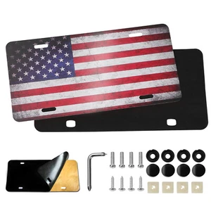 AMERICAN FLAG METAL CAR LICENSE PLATE TAG STARS AND STRIPES US FLAG U.S.A. - Picture 1 of 12