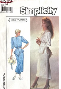 Vestido Simplicity Misses de 1980 patrón Jessica McClintock 8223 talla 14 SIN CORTAR - Imagen 1 de 2