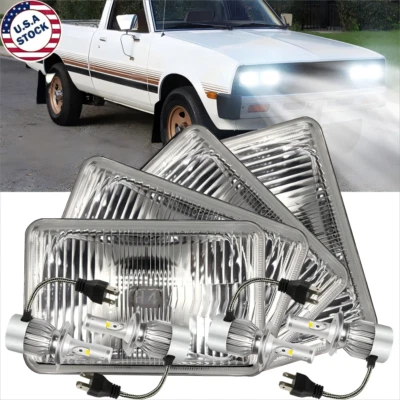 4Pcs 4x6"inch Square LED Headlights Hi/Lo Beam H4656/4651 For Dodge Power Ram 50 - Image 1 of 4
