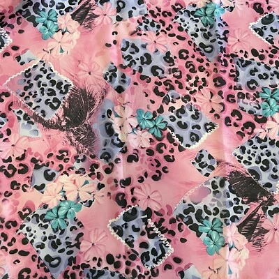 Tela morada floral animal estampado leopardo chifón georgette poli estampado Foto 1 de 2